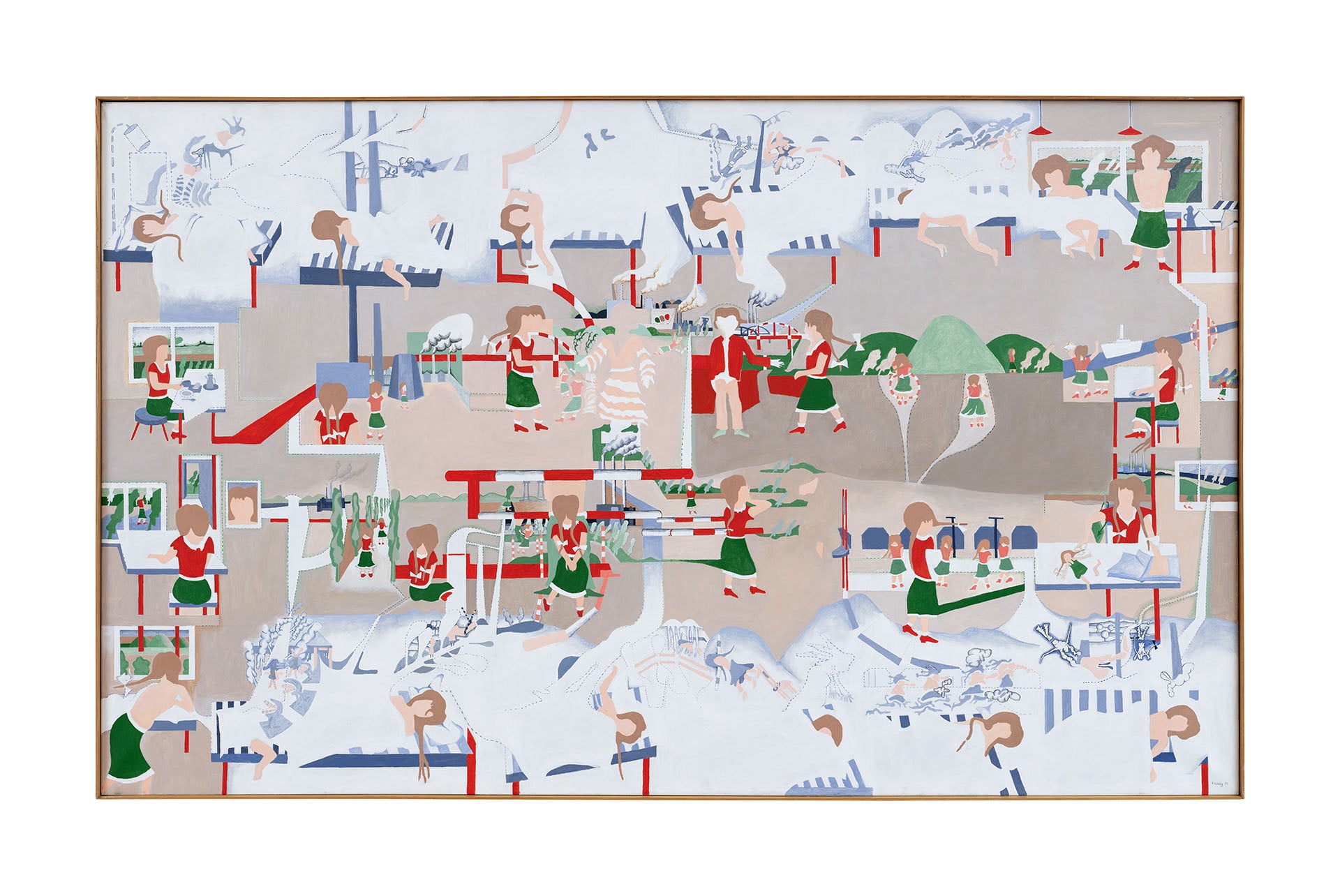 Klaus Liebig, Von morgens bis abends (detail), 1971, oil on canvas, 132 x 213 cm (51.9 x 83.8 in)